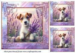 3 Lavender Jack Russel card front/toppers 1