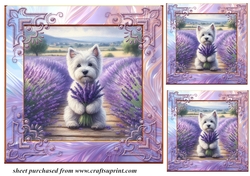 3 Lavender Westie card front/toppers 2