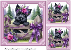 3 Purple floral Scottie card front/toppers 4