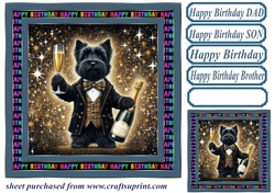 Champagne Birthday pup card front 1