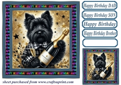 Champagne Birthday pup card front 7
