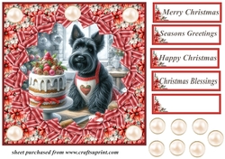 Christmas cake Scottish terrier card front 1