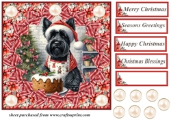 Christmas cake Scottish terrier card front 2