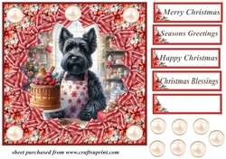 Christmas cake Scottish terrier card front 4