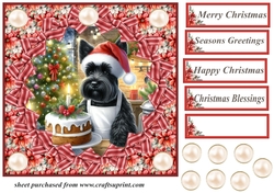 Christmas cake Scottish terrier card front 6