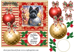 Christmas bauble Scottie card front 2