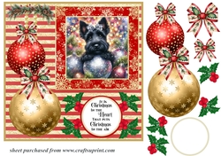 Christmas bauble Scottie card front 7