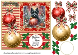 Christmas bauble Scottie card front 8