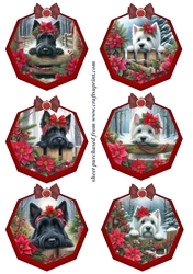 Christmas Scottie and Westie tags