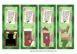 4 Christmas Stockings Bookmarks/dl Toppers