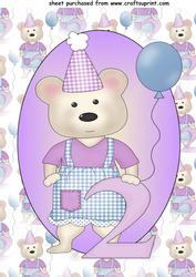 Birthday Bear Age 2 Topper
