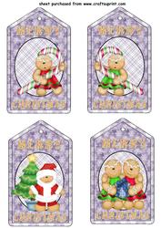 4 Christmas Gingerbread Tag Toppers 1