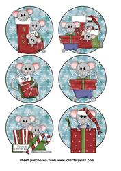 6 Christmas Mouse Toppers