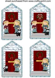 4 Blue Christmas Kids Tag Toppers