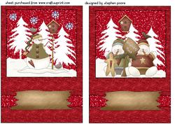 2 Red Snowman Christmas Card Fronts