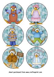 6 Penguins at Play Toppers 2