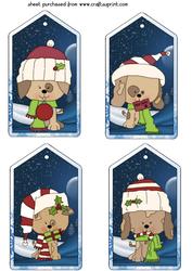 4 Christmas Puppy Tag Toppers 1