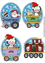 4 Christmas Penguin Toppers