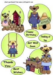 4 Garden Bear Toppers