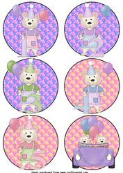 6 Birthday Bear Toppers