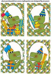 4 Dino Birthday Toppers