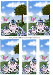 Black and White Floral Cows Side Stacker Topper
