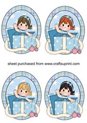 4 Cute Christmas Present Girl Toppers