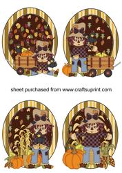 4 Autumn Scarecrow Toppers
