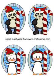4 Cute Candy Cane Critters Toppers