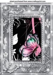 Black Pink and Grey Framed Butterfly Topper 1