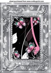 Black Pink and Grey Framed Butterfly Topper 2