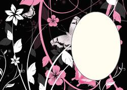 Black and Pink Floral Butterfly Insert 1