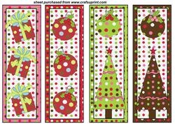 4 Festive Spotty Christmas Bookmarks