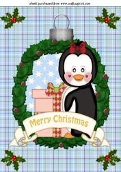 Christmas Wreath Penguin Topper 1