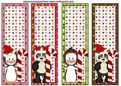 4 Spotty Christmas Candy Cane Critters Bookmarks
