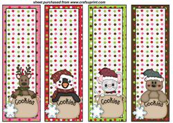 4 Spotty Christmas Cookie Critter Bookmarks