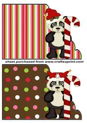 2 Christmas Cane Pandas Notelets