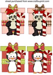 4 Christmas Present Critters Toppers