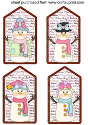 4 Pink Snow Girl Tag Toppers