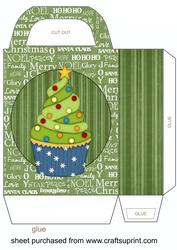 Green Christmas Tree Cupcake Gift Bag