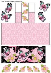 Pink and Black Floral Butterfly Landscape Easel Card