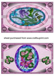 2 Stained Glass Floral Toppers