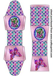 Pink Stained Glass Floral Butterfly Gift Box