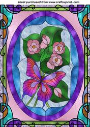 Stained Glass Floral Butterfly Topper 1