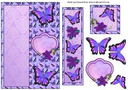 Purple Floral Butterfly Bookmark Card Front