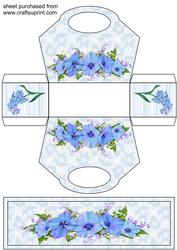Blue Floral Gift Bag and Topper/bookmark Sheet