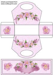 Pink Floral Gift Bag with Topper/bookmark