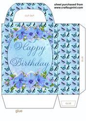 Blue Floral Butterfly Birthday Gift Bag