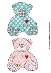 Scruffy Ted Blue and Pink Daisy Toppers