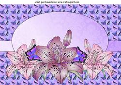 Lilac Lilies and Butterflies Topper